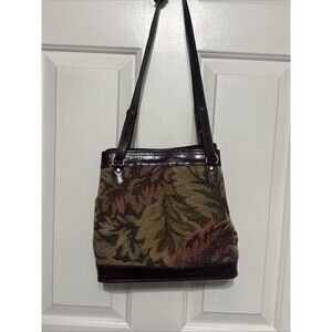 BRAHMIN Croc Embossed Tapestry Shoulder Bag Handbag Vintage